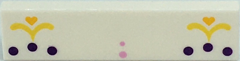 Tile 1 x 4 with Bright Light Orange Hearts, Yellow Flowers and Bright Pink and Dark Purple Dots Pattern (BrickHeadz La Catrina Forehead)