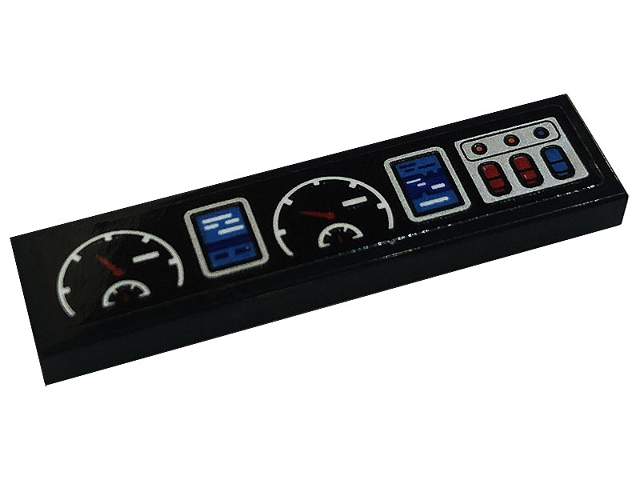 Tile 1 x 4 with Speedometer, Buttons and Displays Pattern (Sticker) - Set 42128