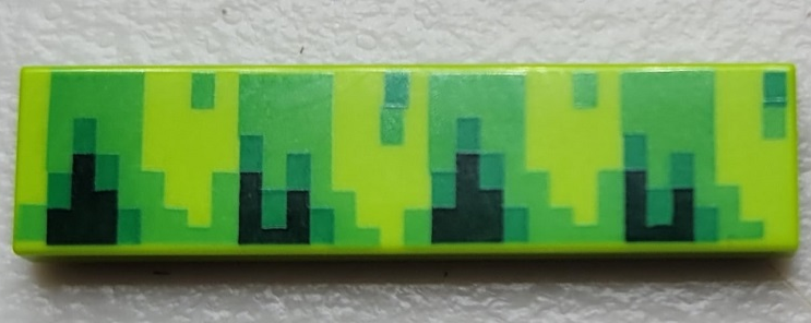 Tile 1 x 4 with Pixelated Bright Green, Dark Green, and Green Pattern (Sonic Grass)