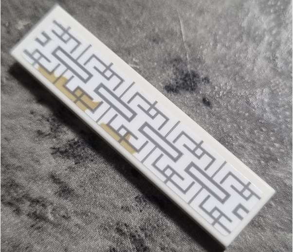 Tile 1 x 4 with Light Bluish Gray Asian Geometric Design with Dark Tan Stains Pattern (Sticker) - Set 76185