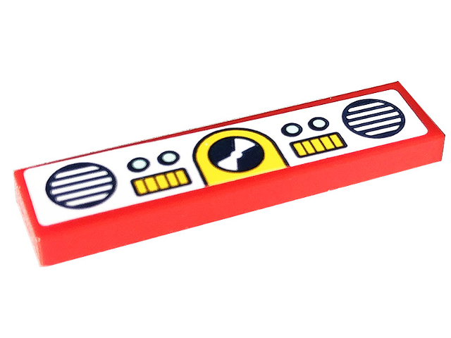 Tile 1 x 4 with CD Player, Buttons, and Speakers on White Background Pattern (Sticker) - Set 41703