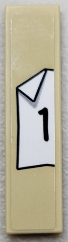 Tile 1 x 4 with Black Number 1 on White Paper Background  with Folded Corner Pattern (Sticker) - Set 910016