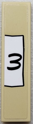 Tile 1 x 4 with Black Number 3 on White Paper Background Pattern (Sticker) - Set 910016