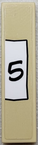 Tile 1 x 4 with Black Number 5 on White Paper Background Pattern (Sticker) - Set 910016