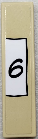 Tile 1 x 4 with Black Number 6 on White Paper Background Pattern (Sticker) - Set 910016