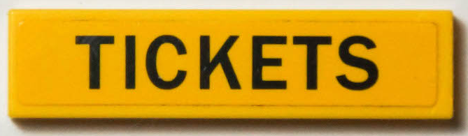 Tile 1 x 4 with Black 'TICKETS' Pattern (Sticker) - Set 40346