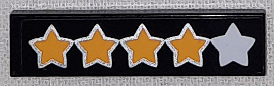 Tile 1 x 4 with Silver Star and 4 Yellow Stars with Outline Pattern (Sticker) - Set 41057