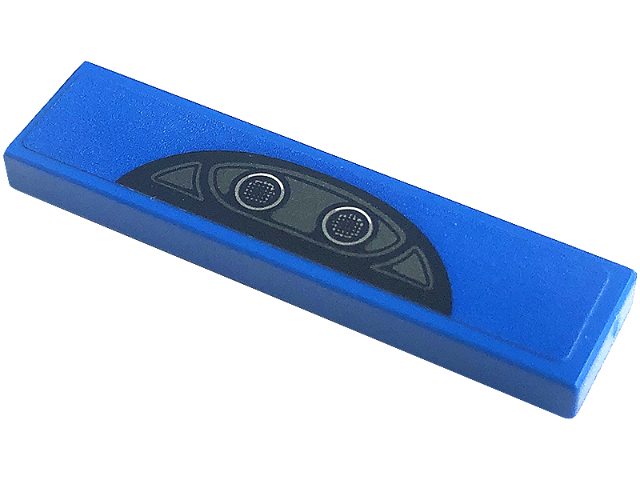 Tile 1 x 4 with 2 Silver Circles and Dark Silver Shapes on Black Background Pattern (Sticker) - Set 76902