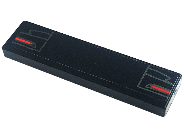 Tile 1 x 4 with Brakes Lights with Red and Dark Silver Lines Pattern (Sticker) - Set 76902