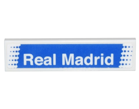 Tile 1 x 4 with White 'Real Madrid' on Blue Background Pattern (Sticker) - Set 10299