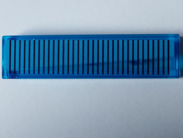 Tile 1 x 4 with Black Horizontal Lines and Wide Medium Blue Wedge Pattern Model Left Side (Sticker) - Set 40519