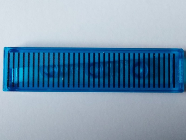 Tile 1 x 4 with Black Horizontal Lines and Narrow Medium Blue Wedge Pattern Model Left Side (Sticker) - Set 40519