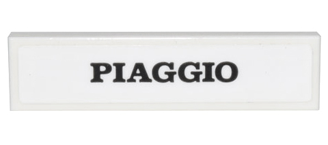 Tile 1 x 4 with Black 'PIAGGIO' Logo on White Background Pattern (Sticker) - Set 10298