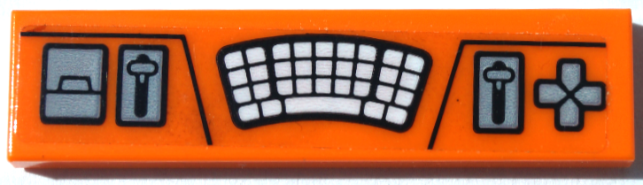 Tile 1 x 4 with Keyboard, Buttons, and Levers Pattern (Sticker) - Set 60194