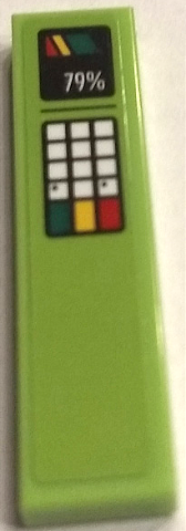 Tile 1 x 4 with White Keypad and Red, Yellow and Green '79%' Battery Power Indicator Pattern (Sticker) - Set 60132