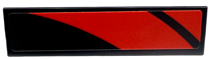 Tile 1 x 4 with Red Curved Stripes Pattern Model Left Side (Sticker) - Set 76916