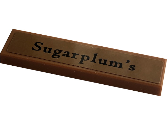 Tile 1 x 4 with Black 'Sugarplum's' Pattern (Sticker) - Set 76422