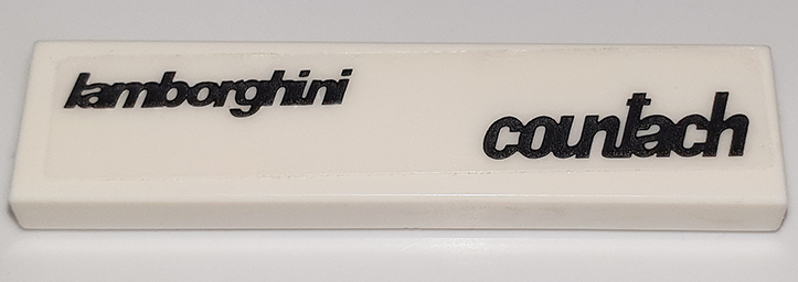 Tile 1 x 4 with Black 'lamborghini' and 'countach' Pattern (Sticker) - Set 76908