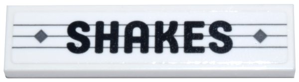 Tile 1 x 4 with Black 'SHAKES' over 3 Dark Bluish Gray Lines and 2 Diamonds Pattern (Sticker) - Set 910011