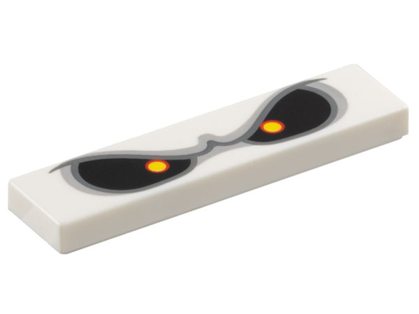 Tile 1 x 4 with Angry Black Eyes with Red and Yellow Pupils, Dark Bluish Gray and Light Bluish Gray Outlines Pattern (Super Mario Dry Bowser)