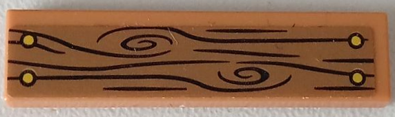 Tile 1 x 4 with Wood Grain and 4 Yellow Nails Pattern (Sticker) - Set 41426