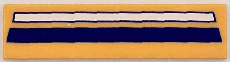 Tile 1 x 4 with Dark Blue and White Stripe Pattern