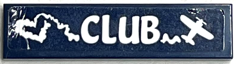 Tile 1 x 4 with White 'CLUB', Airplane and Heart-Shaped Vapor Trail Pattern (Sticker) - Set 41343
