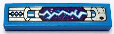 Tile 1 x 4 with Silver Machinery with White Electrical Energy on Dark Blue Background Pattern (Sticker) - Set 70436