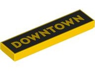 Tile 1 x 4 with 'DOWNTOWN' on Black Background Pattern