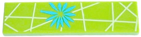 Tile 1 x 4 with Dark Turquoise Flower and Bright Light Yellow Lines Pattern (BrickHeadz Joy Dress Top)