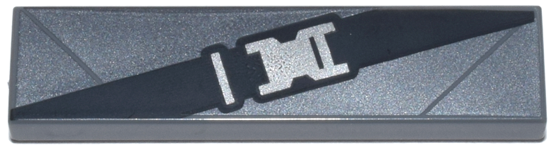 Tile 1 x 4 with Black Belt with Silver Buckle on Dark Silver Background Pattern (BrickHeadz Batman (Batman v Superman) Chest)