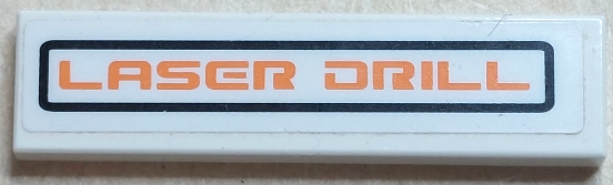 Tile 1 x 4 with Orange 'LASER DRILL' with Black Rectangle Outline Pattern (Sticker) - Set 7649