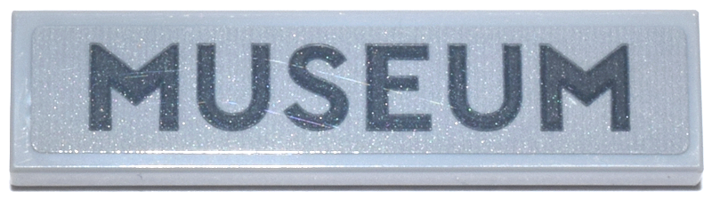 Tile 1 x 4 with Dark Bluish Gray 'MUSEUM' Pattern (Sticker) - Set 76271