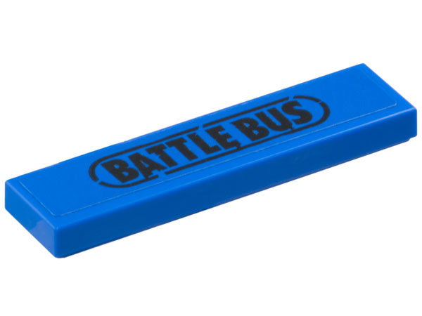 Tile 1 x 4 with Black 'BATTLE BUS' and Oval Border Pattern (Sticker) - Set 77073