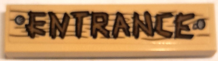 Tile 1 x 4 with Reddish Brown 'ENTRANCE', Nails and Wood Grain Pattern (Sticker) - Set 40710