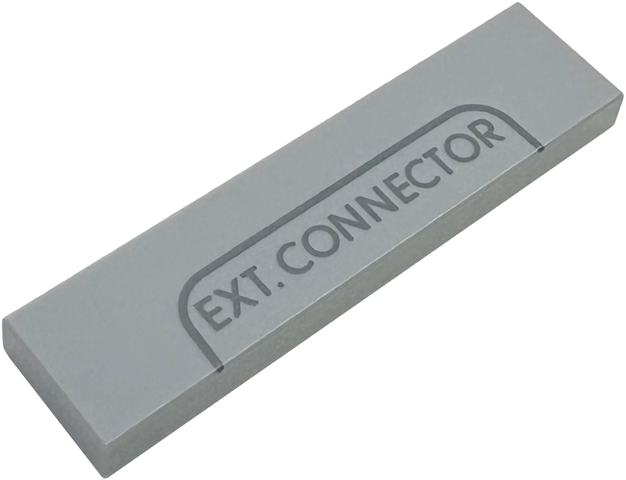 Tile 1 x 4 with Dark Bluish Gray 'EXT. CONNECTOR' and Outline Pattern
