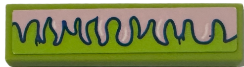 Tile 1 x 4 with Bright Pink Paint Drips with Dark Blue Outline Pattern (Sticker) - Set 41751