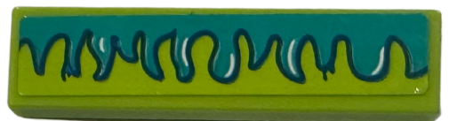 Tile 1 x 4 with Dark Turquoise Paint Drips with Dark Blue Outline Pattern (Sticker) - Set 41751