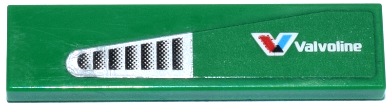 Tile 1 x 4 with White 'Valvoline' Logo and Black and Silver Air Vents Pattern Model Left Side (Sticker) - Set 77245