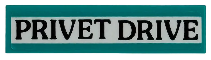 Tile 1 x 4 with Black 'PRIVET DRIVE' on White Stripe Pattern (Sticker) - Set 76451