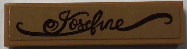 Tile 1 x 4 with Dark Brown Script 'Josefine' Pattern (Sticker) - Set 41702