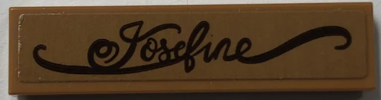 Tile 1 x 4 with Dark Brown Script 'Josefine' Pattern (Sticker) - Set 41702