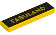 Tile 1 x 4 with 'FABULAND' on Black Background Pattern