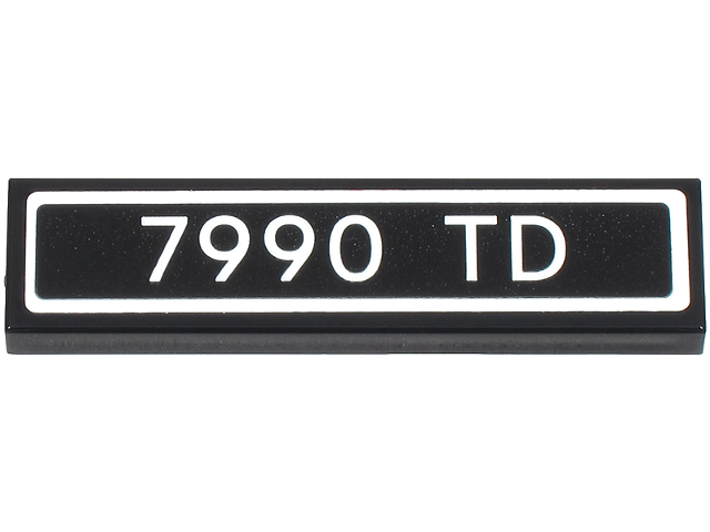 Tile 1 x 4 with White '7990 TD' and Border Pattern (Sticker) - Set 76470