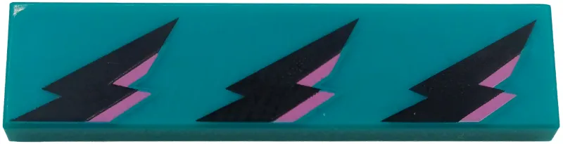 Tile 1 x 4 with 3 Black and Dark Pink Lightning Bolts Pattern Model Right Side