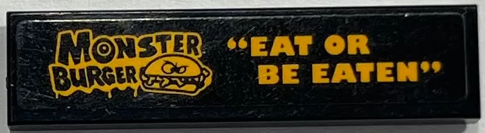 Tile 1 x 4 with 'MONSTER BURGER', Hamburger with Eyes and '"EAT OR BE EATEN"' Pattern (Sticker) - Set 31104