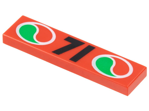 Tile 1 x 4 with Octan Logos and Black '71' Pattern