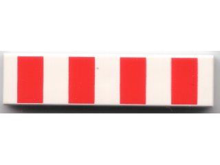 Tile 1 x 4 with 4 Red Stripes Pattern