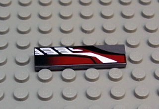 Tile 1 x 4 with Sleek Silver, Red and Black Pattern Model Right Side