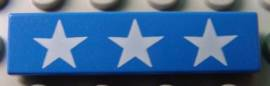 Tile 1 x 4 with 3 White Stars Pattern